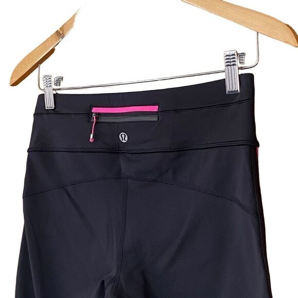 Lululemon Run Pace Tight Leggings size 6 Black Pink Colorblock Luxtreme Pocket - Picture 10 of 11